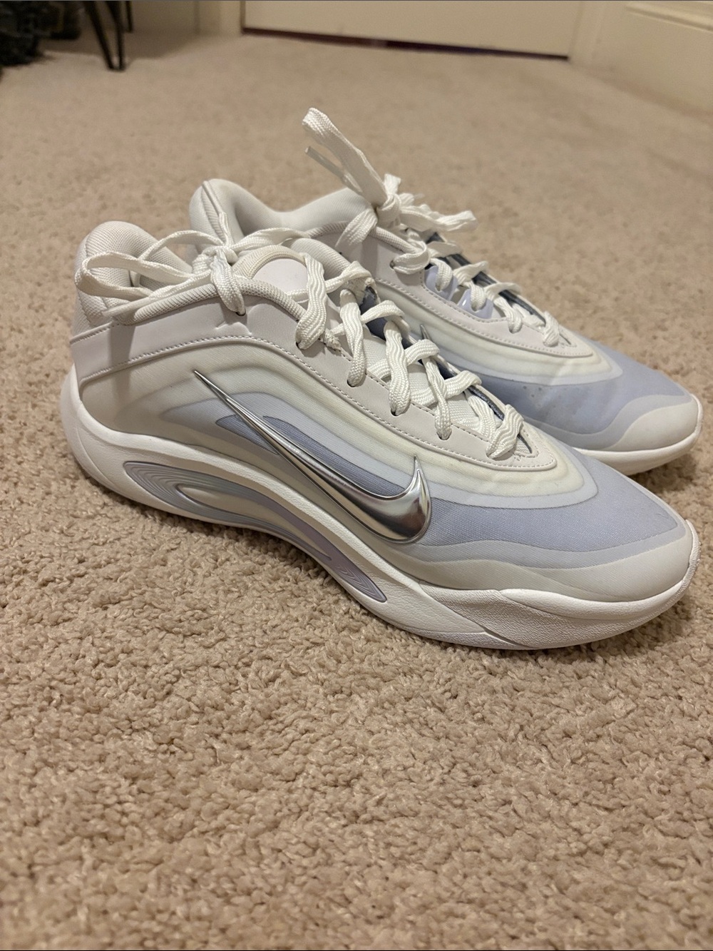 Nike White and Silver Basketball Shoes- Aja 1’s
